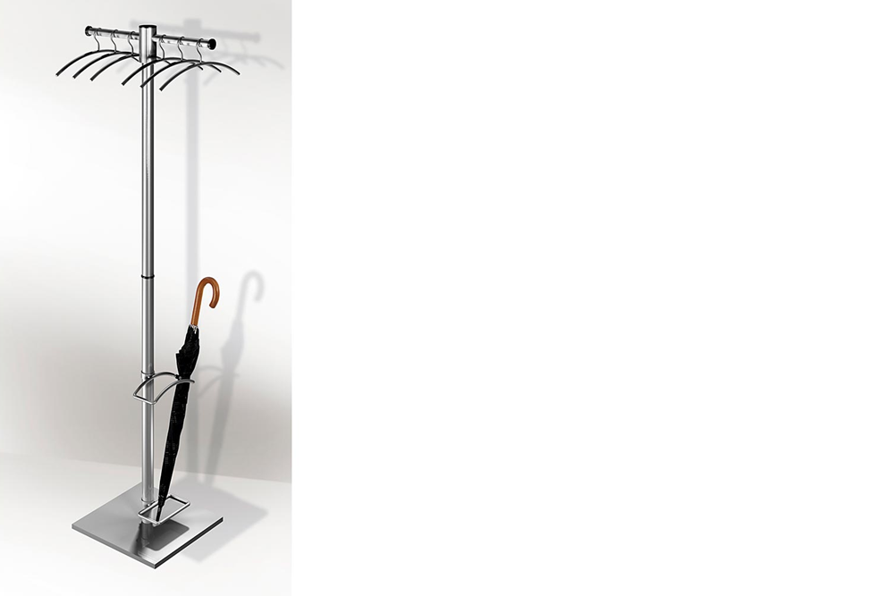 ein Garderobenständer G 12 E aus Edelstahl