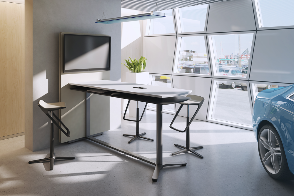 ein Stehtisch meetingpoint mit Stehhilfen